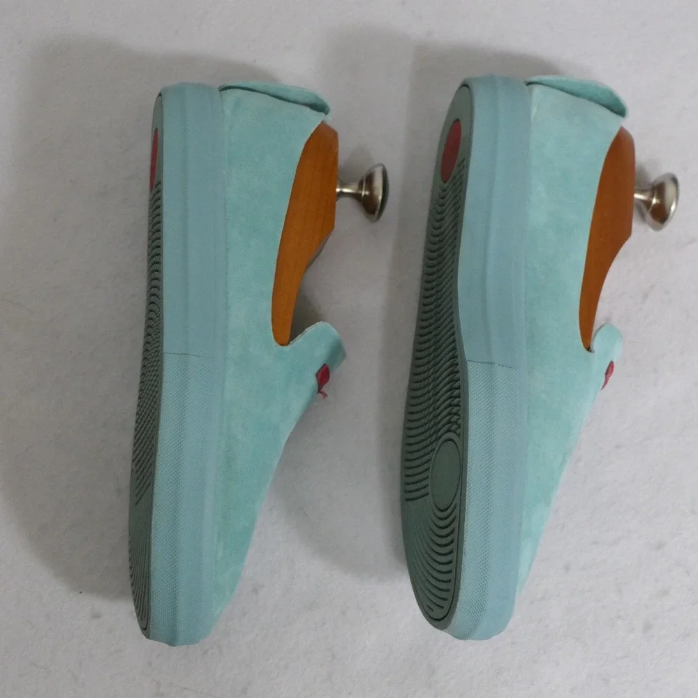 Savale Mens Glover Shoes 6 Turquoise Blue Pig Suede Minimalist Loafer Slip On